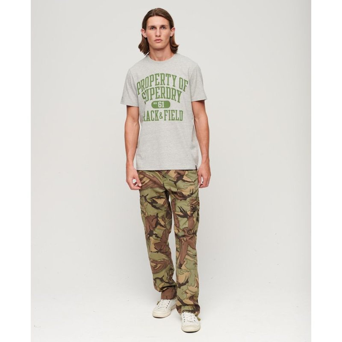 T-shirt à motif Athletic College gris moucheté chiné, SUPERDRY