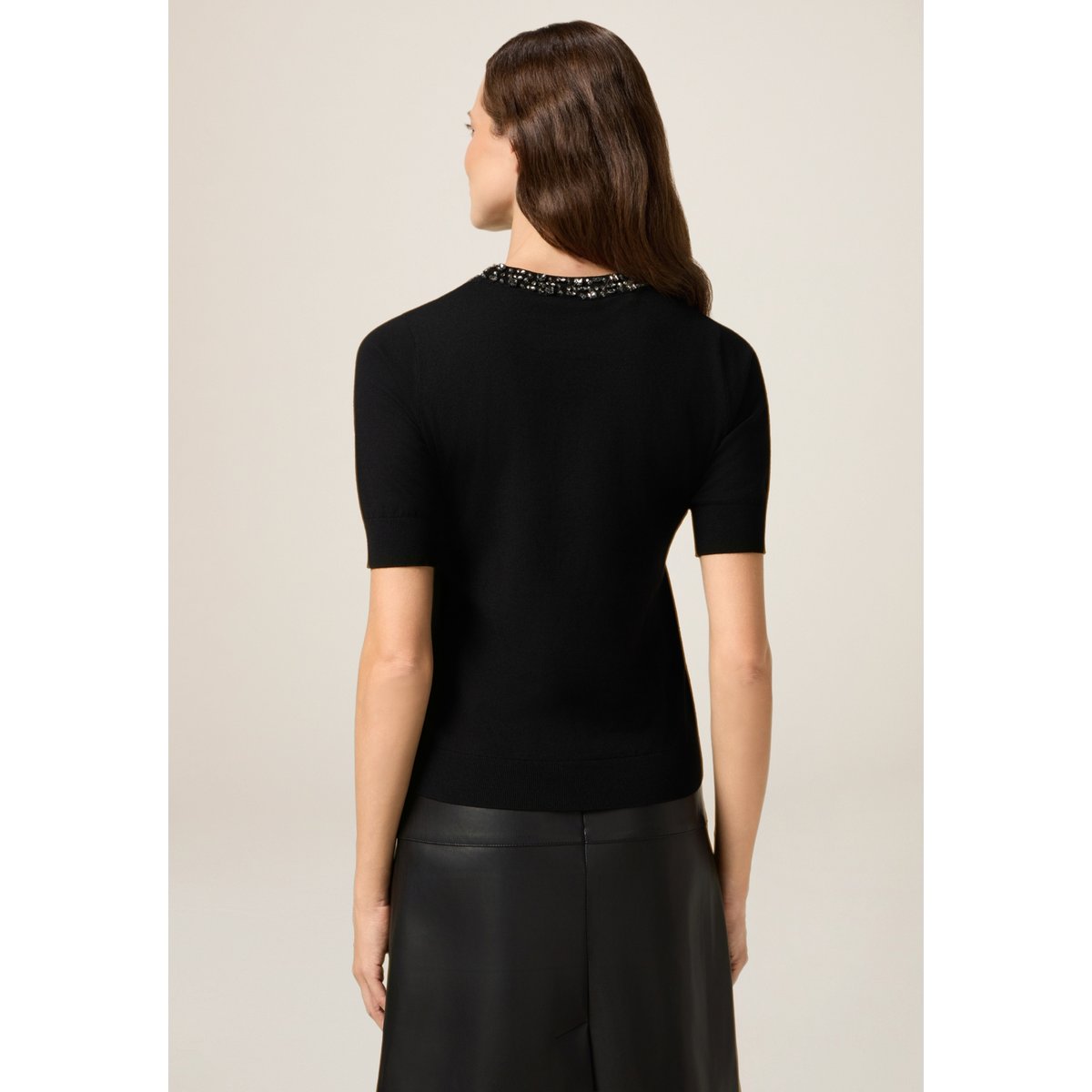 Pull col rond avec décorations noir, OLTRE