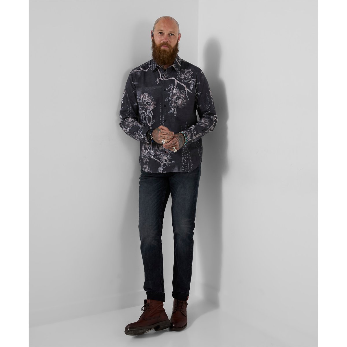 Chemise Imprimé Floral Japonais gris, JOE BROWNS