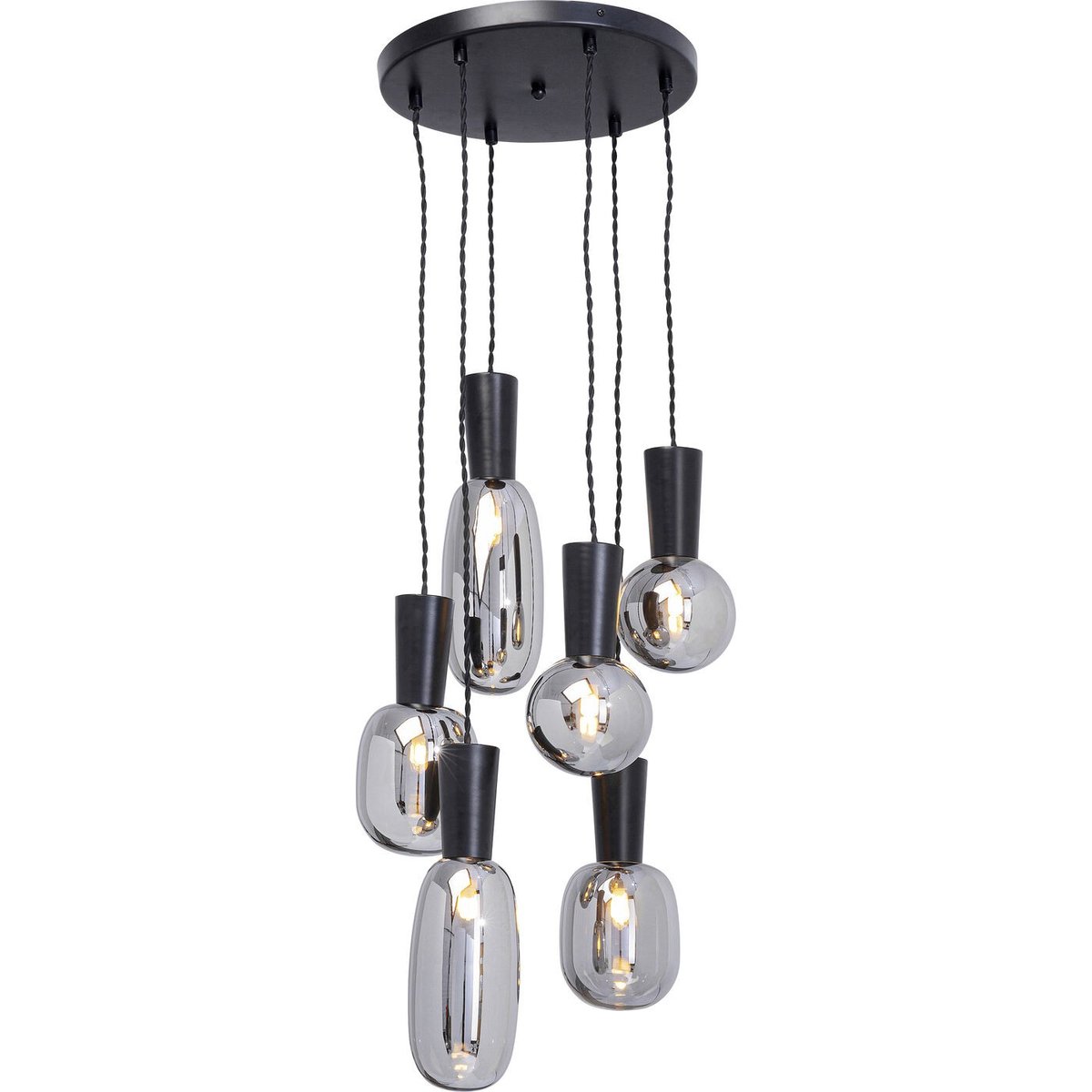 Suspension en verre et acier, ROMEO argent, KARE DESIGN