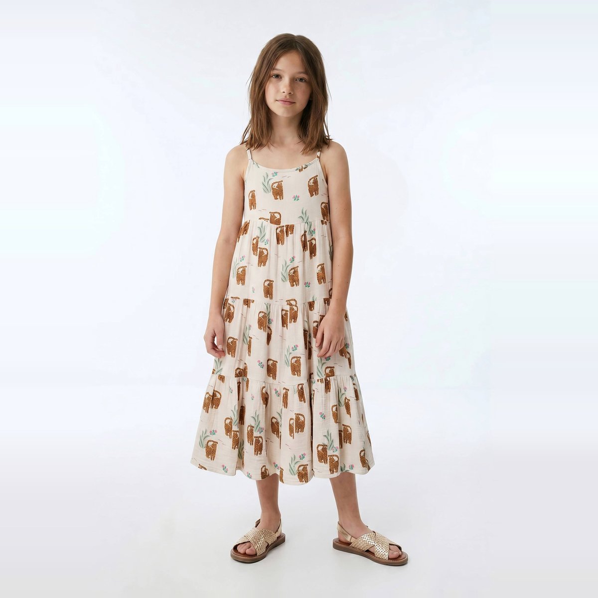 Robe imprimée en gaze de coton à bretelles en coton BIO amaretti, MONOPRIX