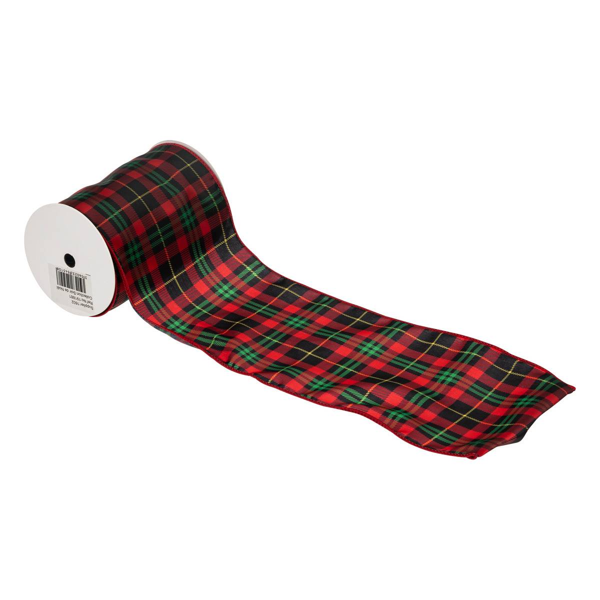 Guirlande ruban à motif tartan 5m x12 rouge, ATMOSPHERA