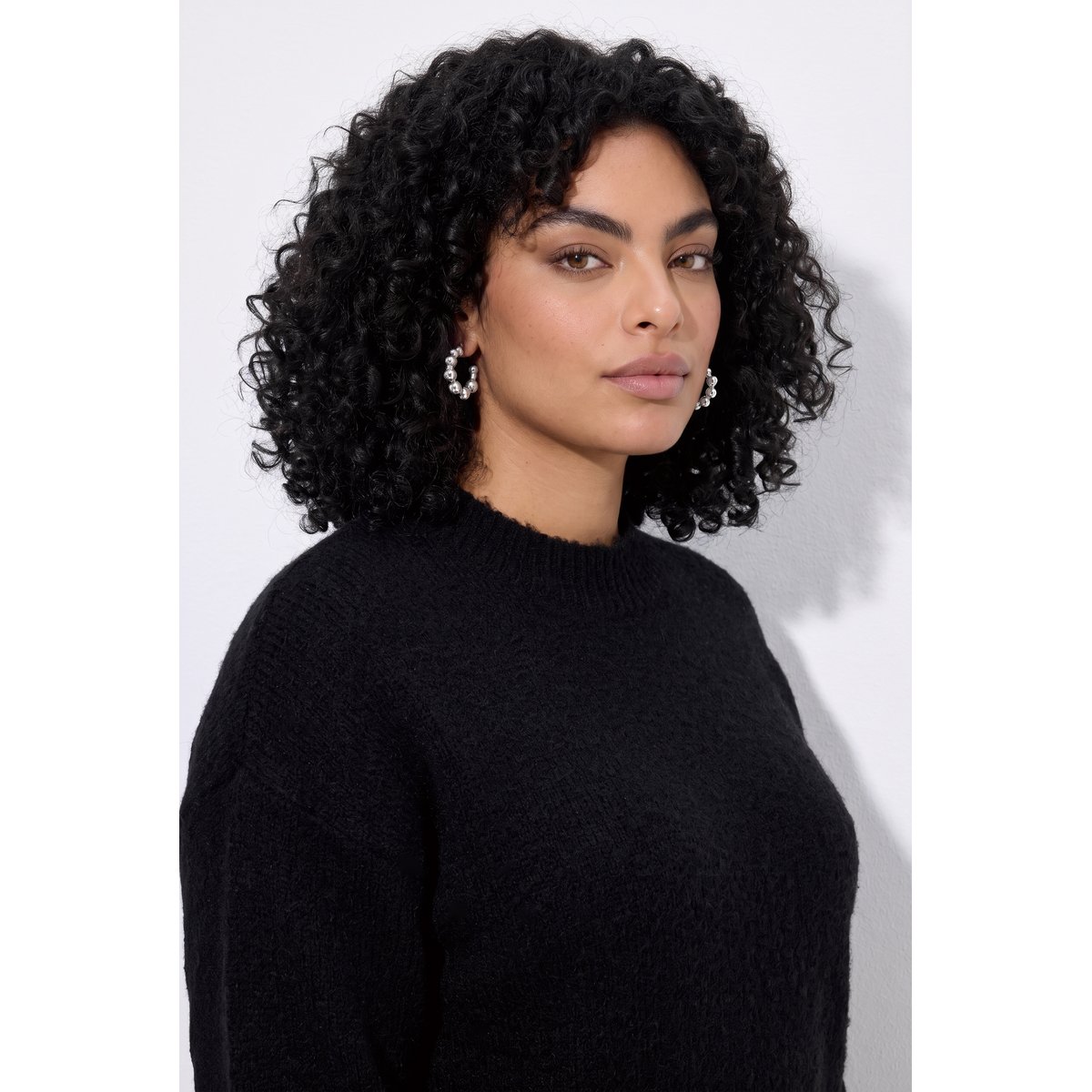Pull en maille fine, col montant noir, ULLA POPKEN