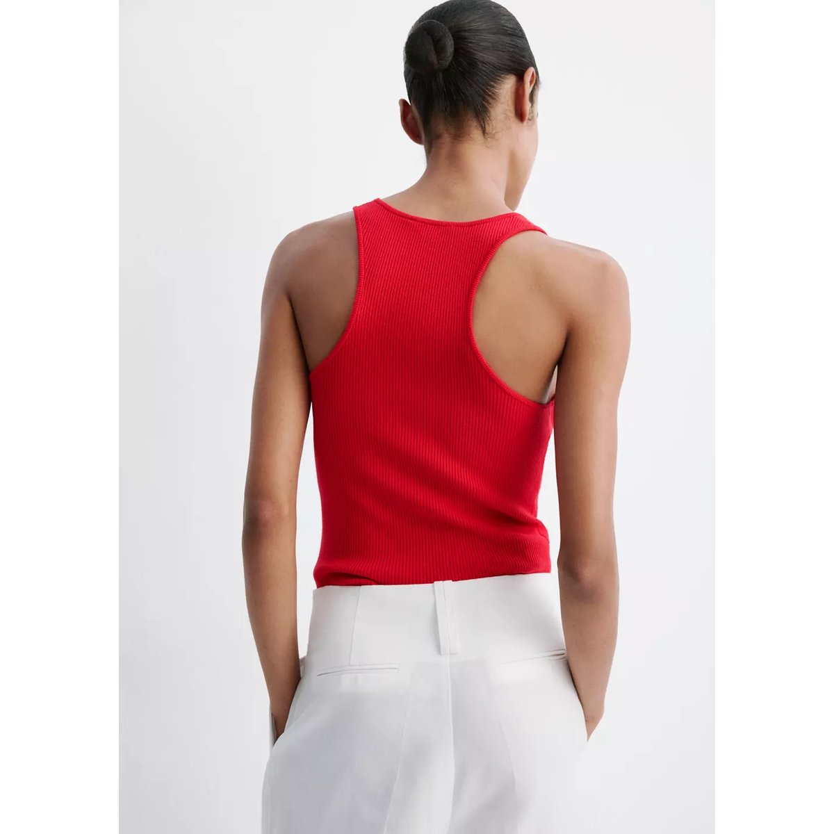 Top côtelé ajusté rouge, MANGO