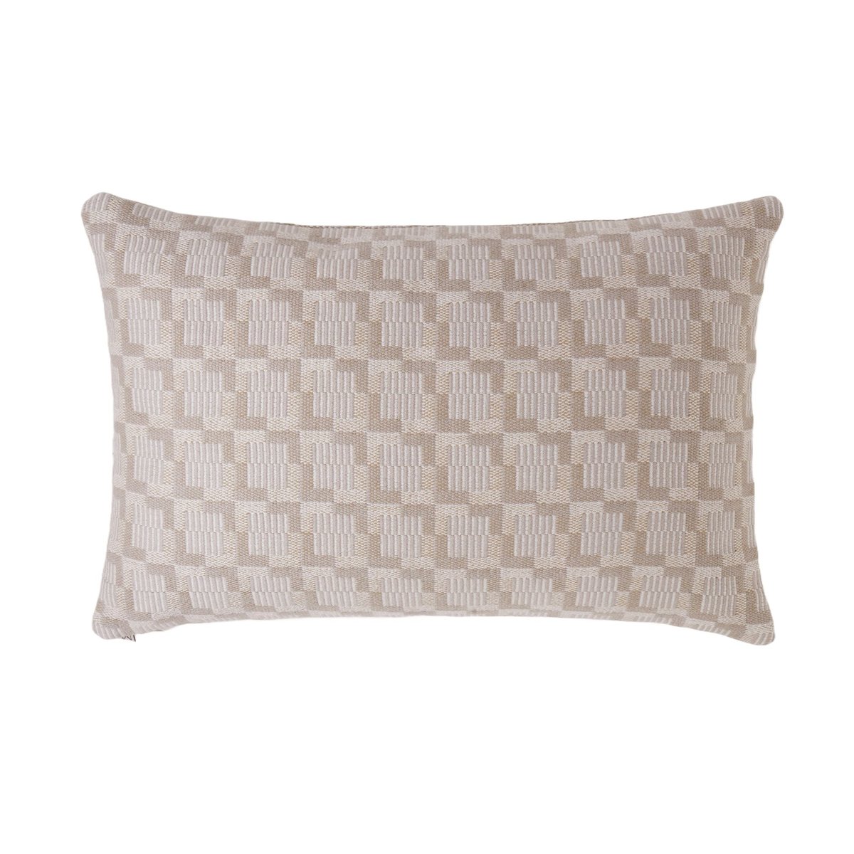 housse de coussin en Jacquard graphique laine et coton VITORIO ivoire et beige cendré, MADURA