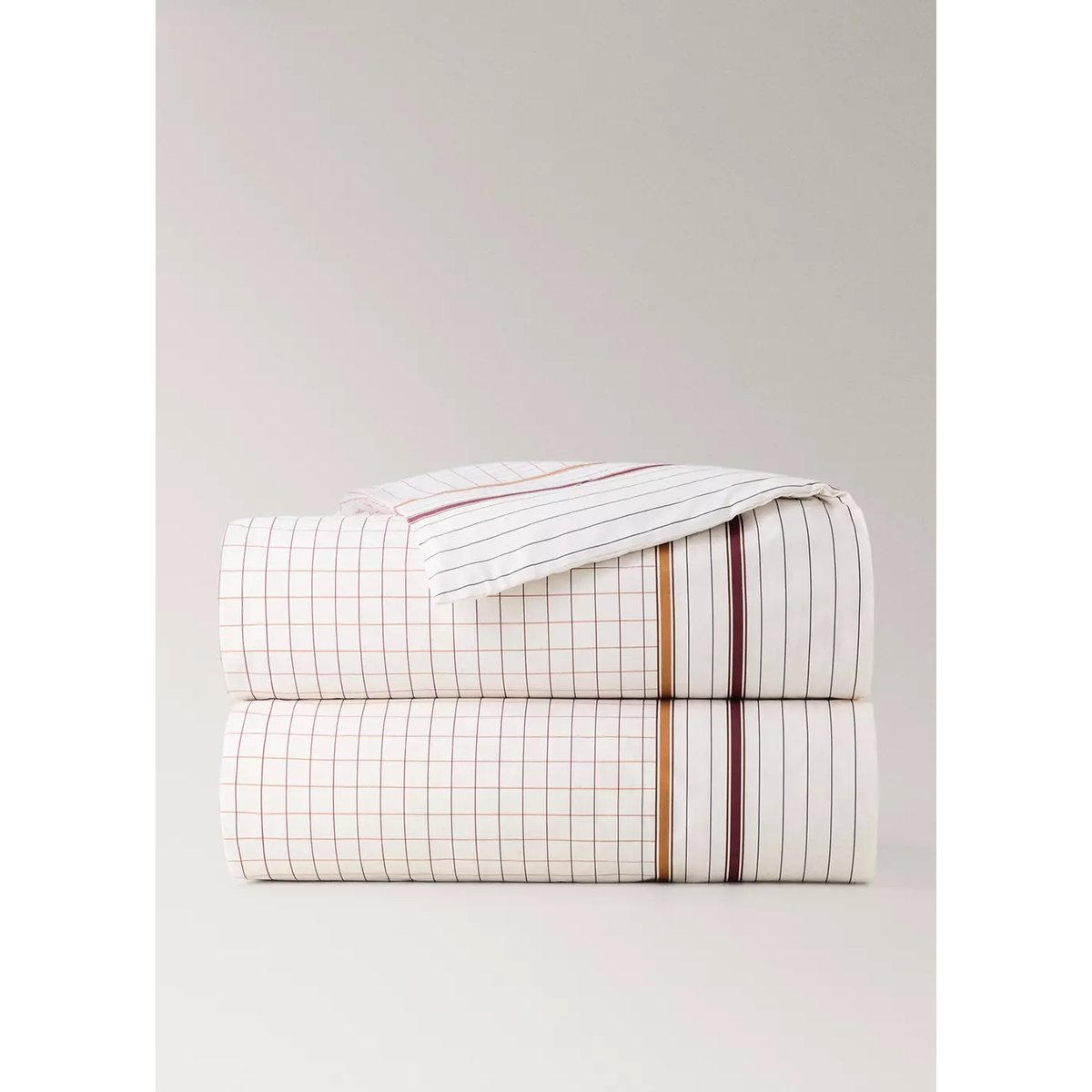 Housse de couette 100 % percale de coton Lit 180/200 cm cognac, MANGO HOME