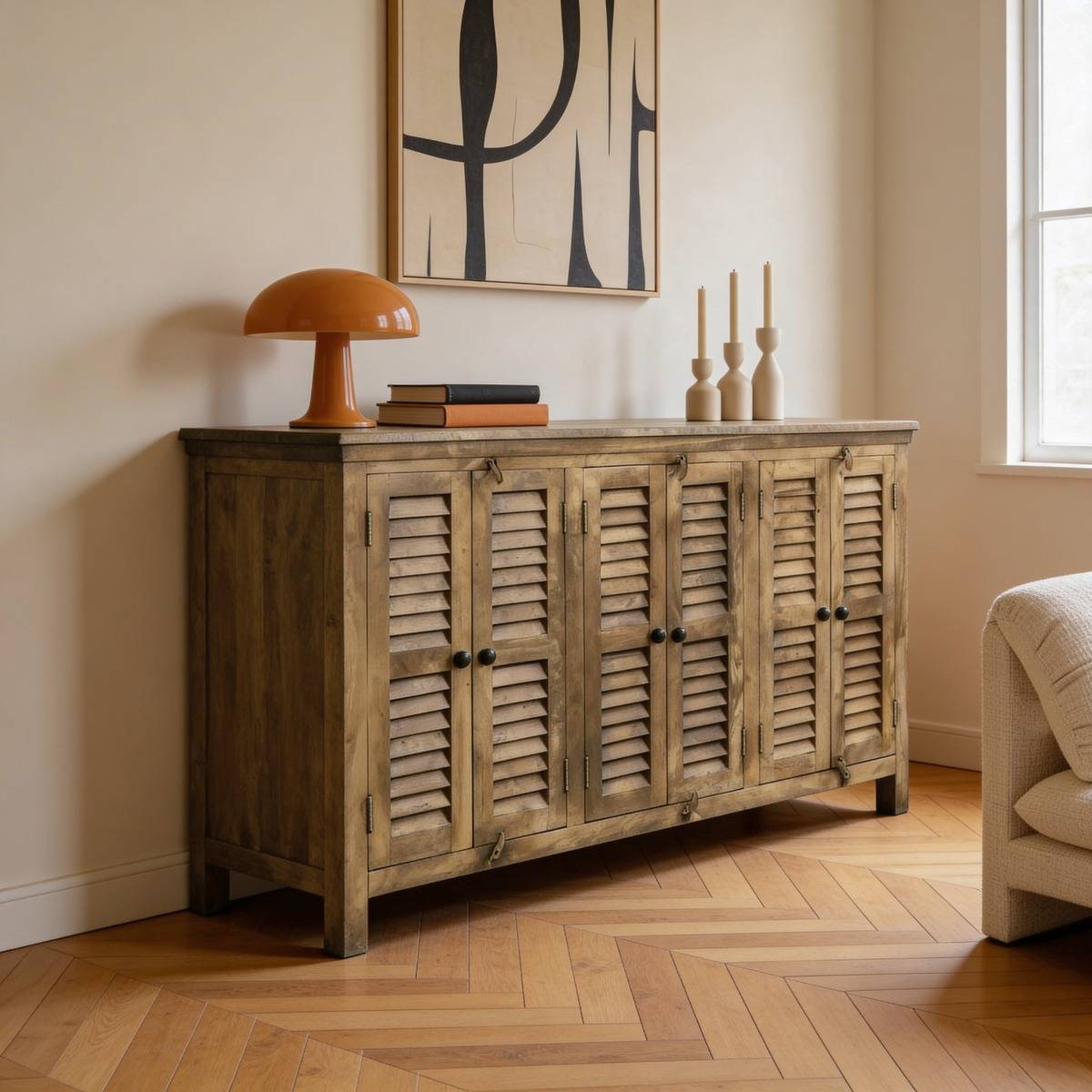 Buffet en bois recyclé AUBIN bois clair, MADE IN MEUBLES