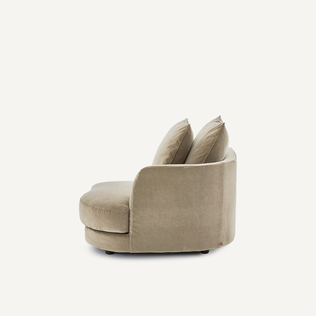 Demi-canapé droit, arrondi, modulable en velours stonewashed, TIBERIO gris shiitaké, AM.PM