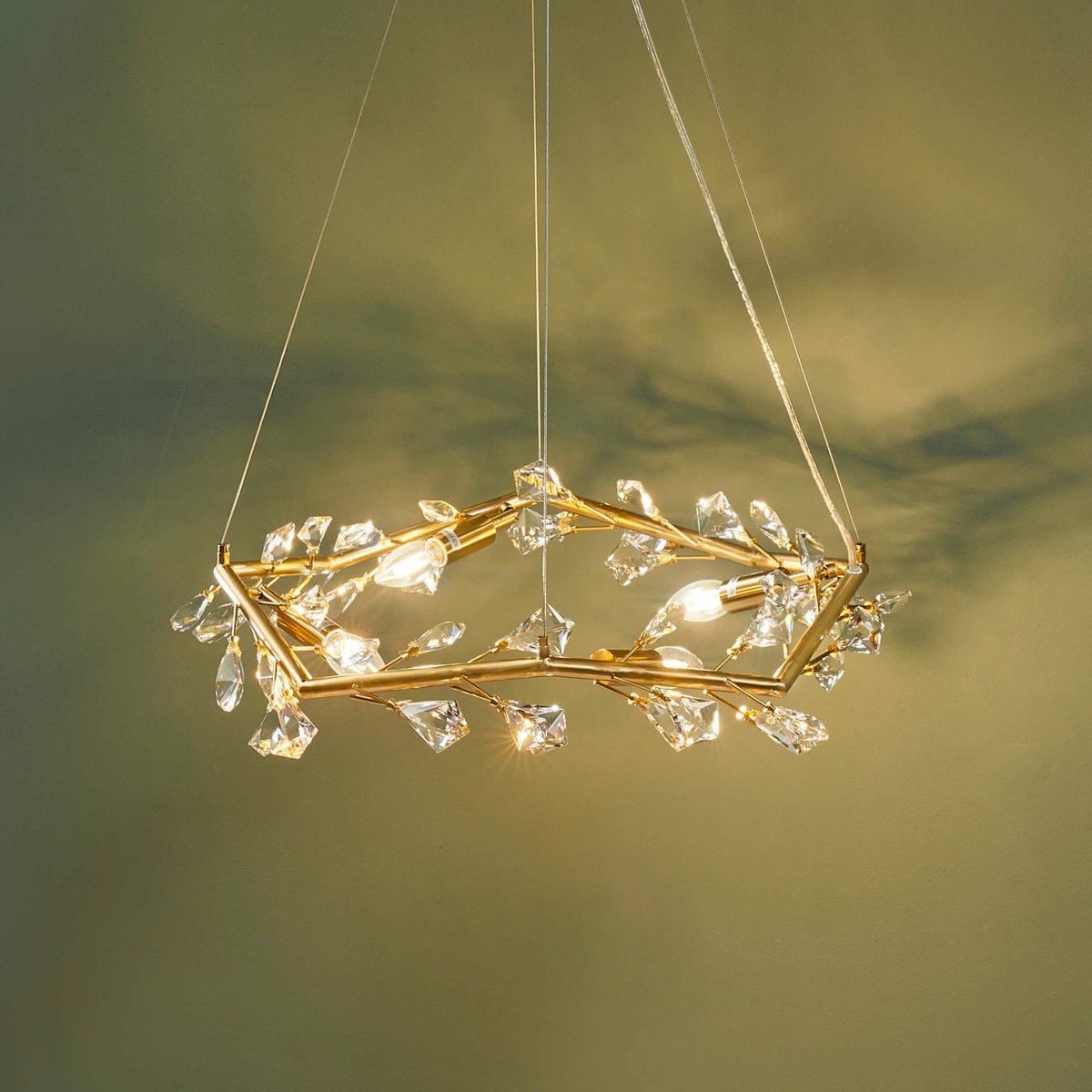 Suspension avec feuillage cristal - SOLARANA laiton, KOSILUM