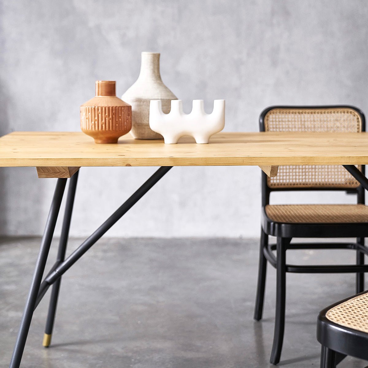 Table en bois recyclé massif et métal 6 pers. ROBIN naturel, BERAH GETAH