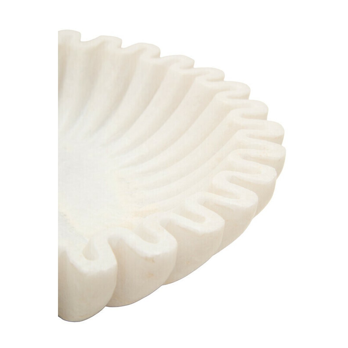 Small Decorative Fluted Marble Bowl in White white, FIFTY FIVE SOUTH