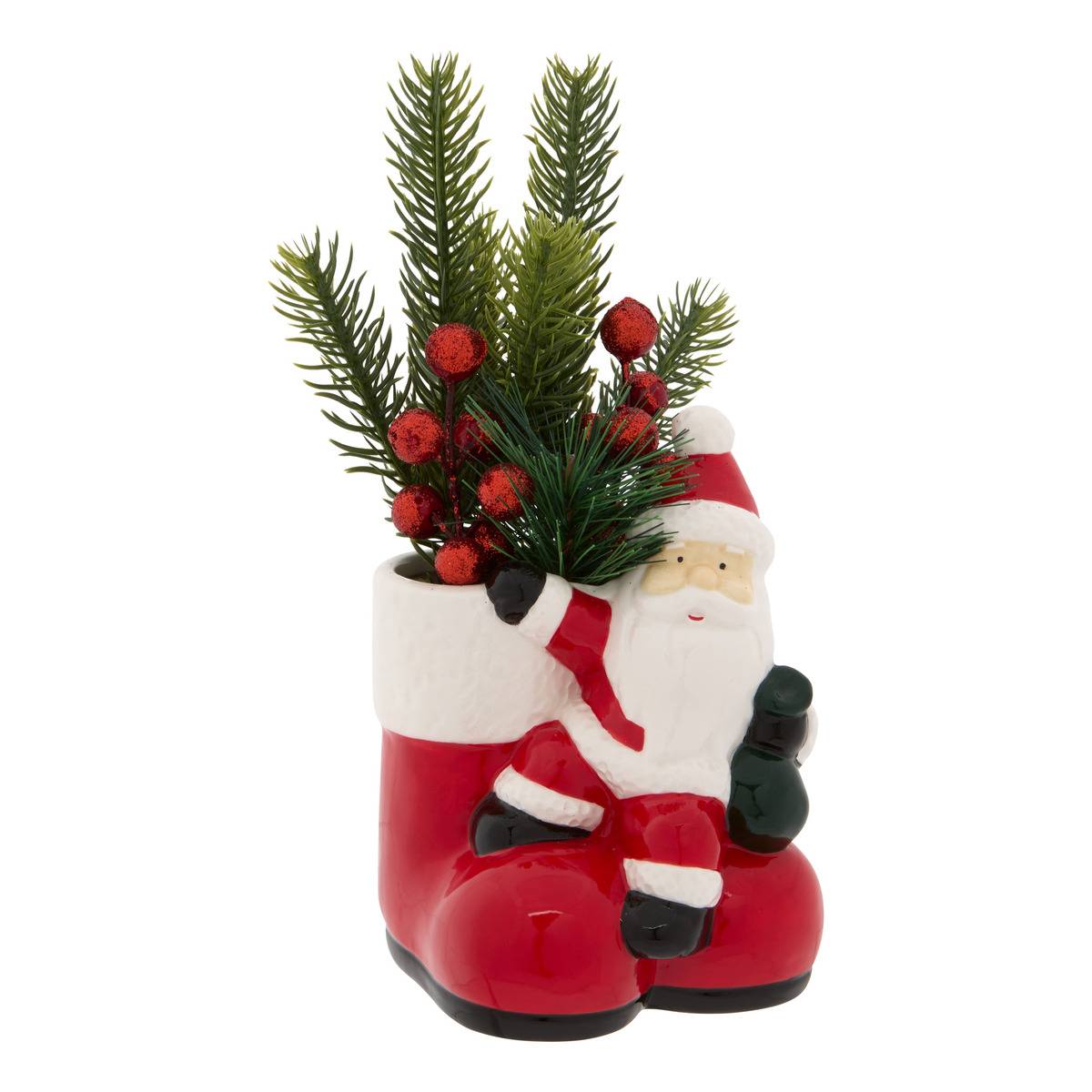 Plante en pot bottes de Père Noël H. 25 cm rouge, FEERIC LIGHTS & CHRISTMAS