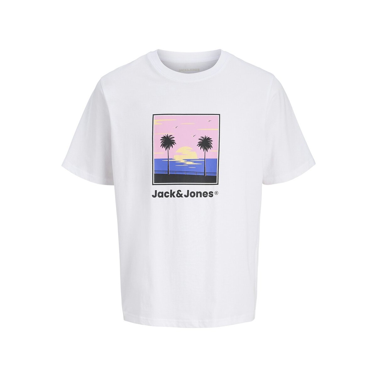 T-shirt manches courtes, imprimé devant blanc, JACK & JONES JUNIOR