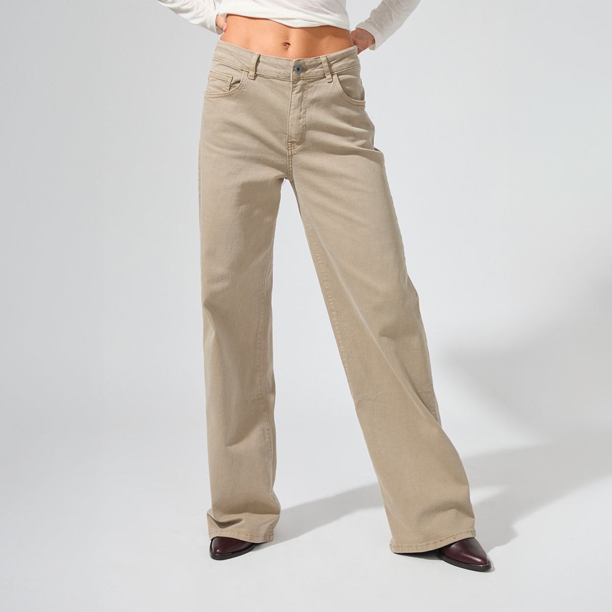 Jean droit taille haute ALAMO beige, BENOA