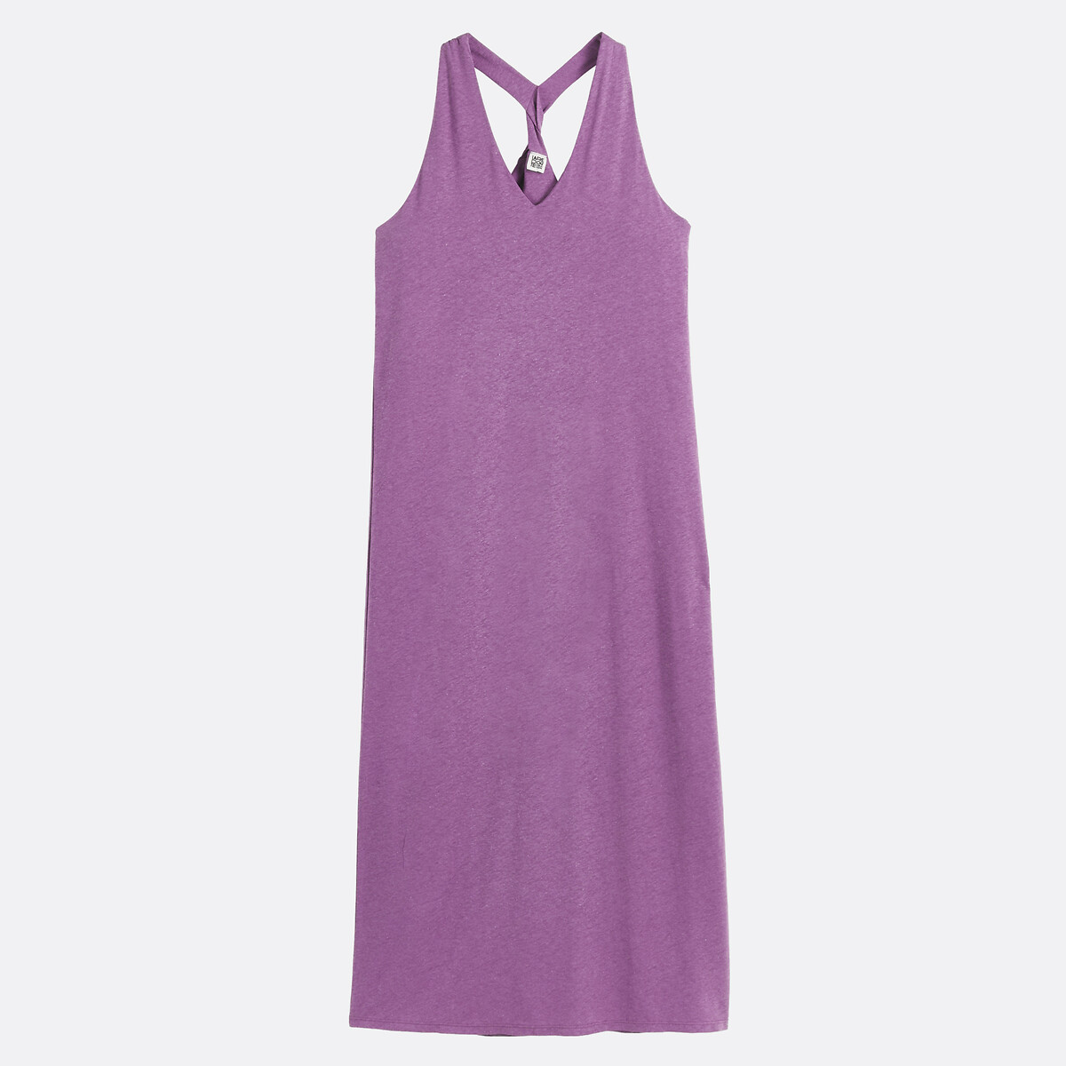 Linen/Viscose Sleeveless Maxi Dress purple, LA REDOUTE COLLECTIONS