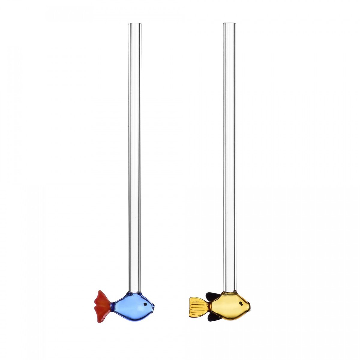 Lot de 2 Pailles Poissons Bleu et Jaune transparent, ICHENDORF