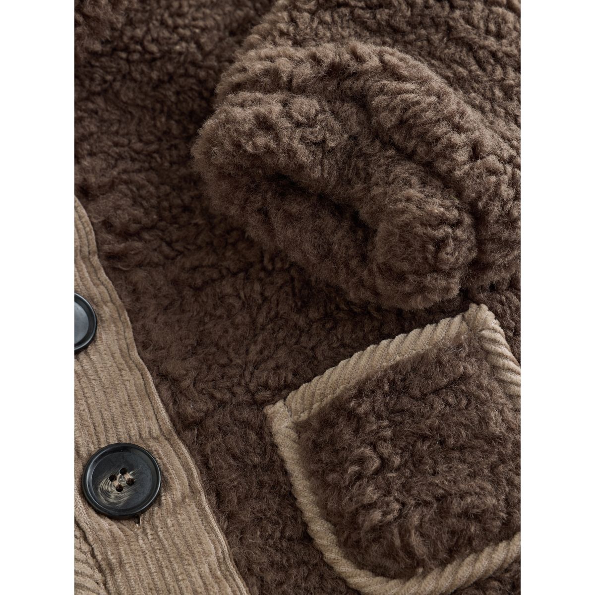 Veste bébé à capuche en peau lainée marron chocolat, NEXT