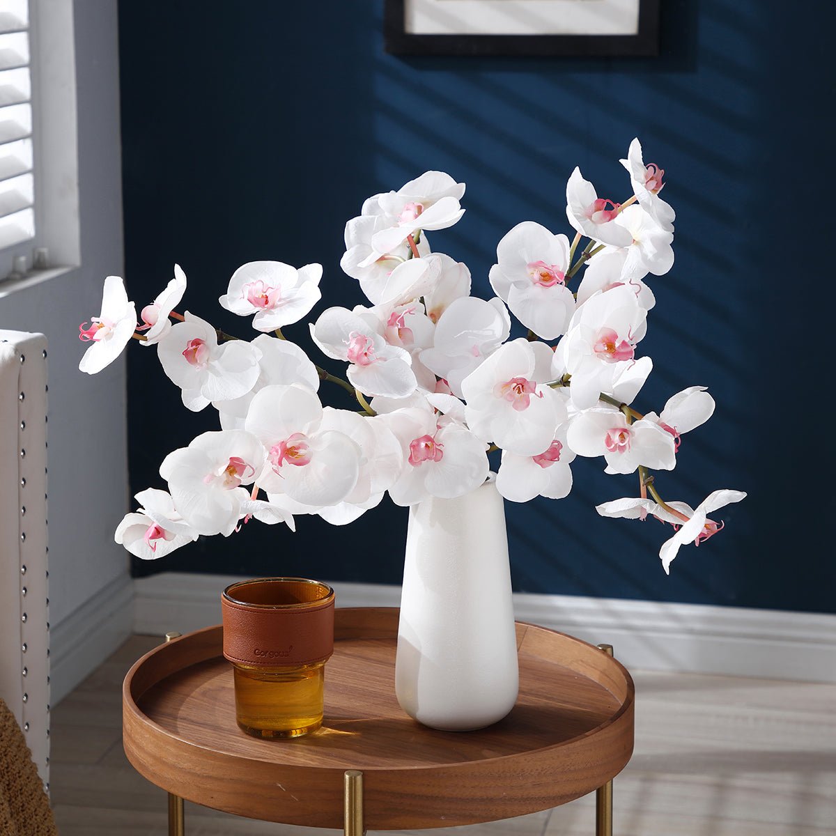 Tige d'orchidée phalaenopsis artificielle H50 blanc, SIA DECO