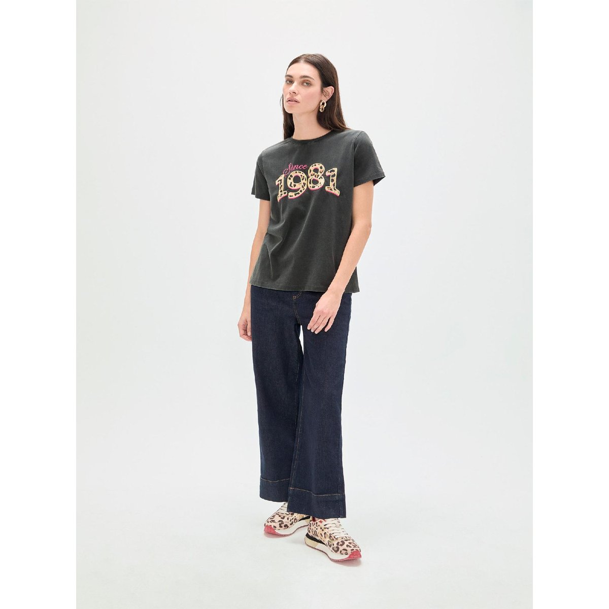 T-shirt à motif brodé anthracite, LOLA CASADEMUNT