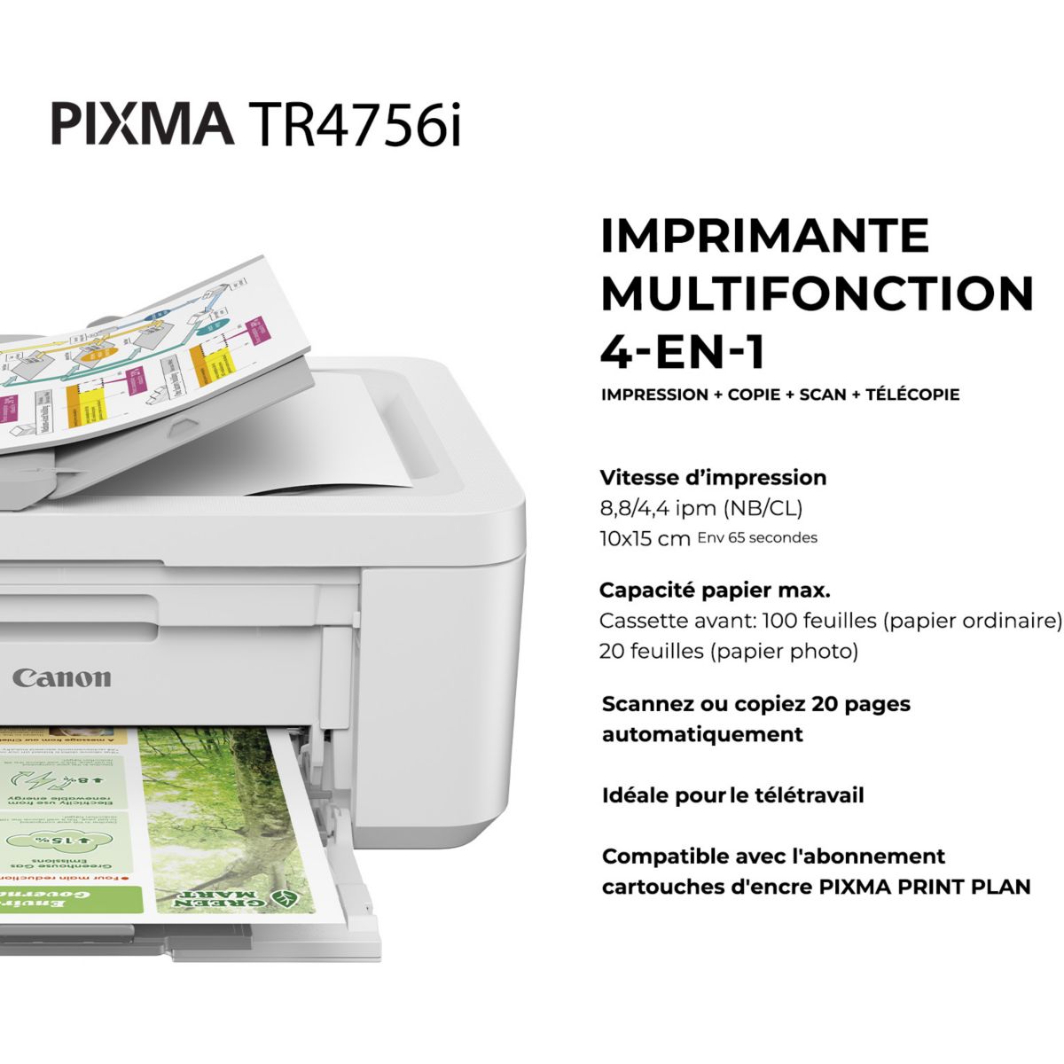 Imprimante jet d'encre Pixma TR 4756i couleur unique, CANON