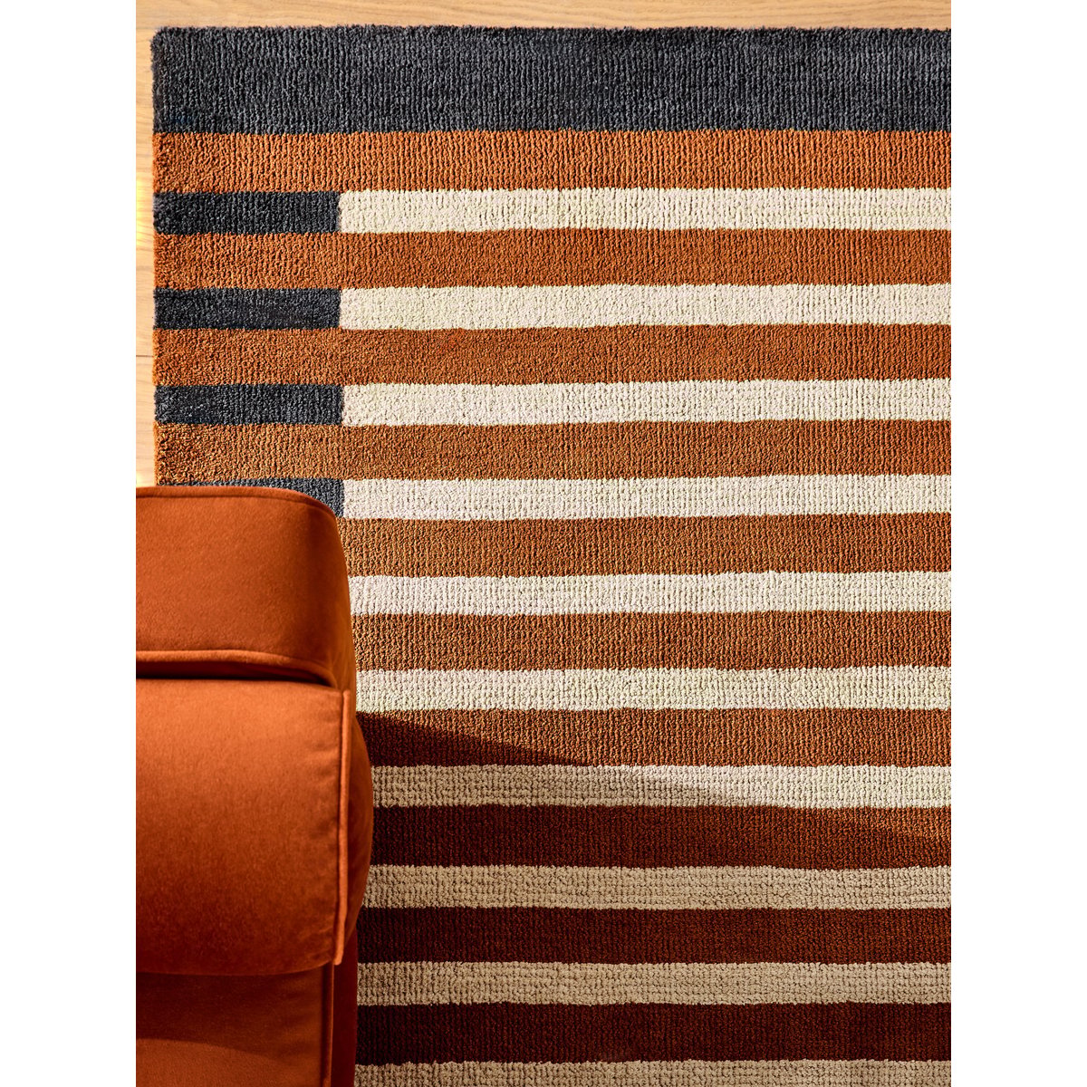 Tapis de salon et chambre moderne CLARKY orange, NOVATREND