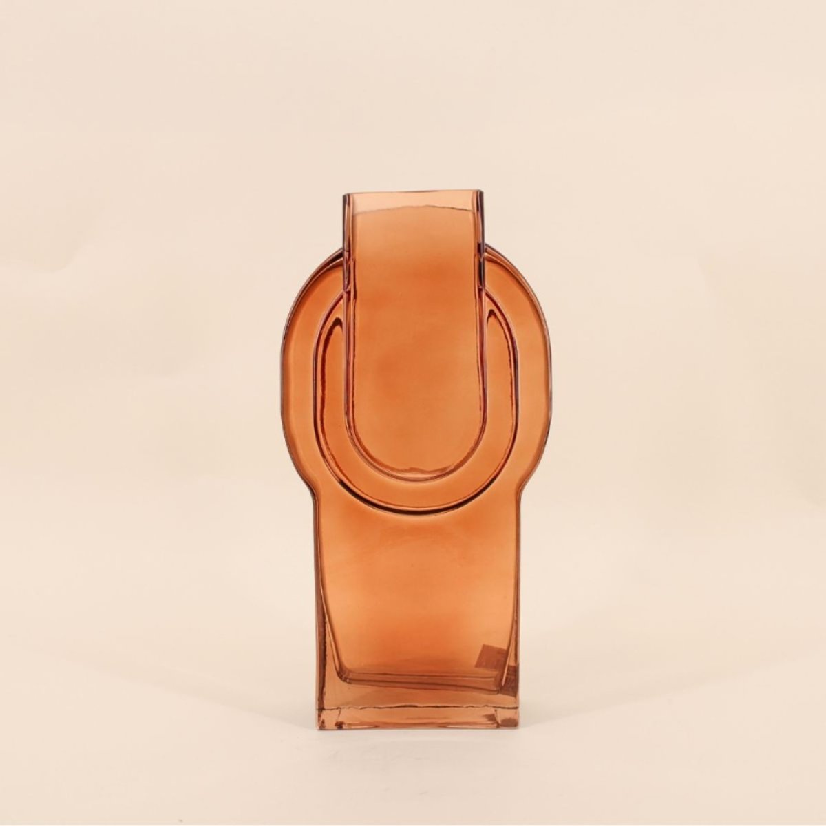 Vase verre vintage géométrique, H34cm marron, ORNAMI