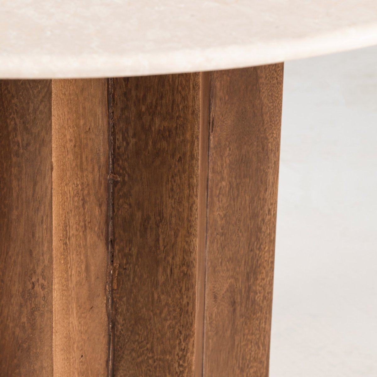 Table à manger 4 personnes ronde en marbre et bois massif- SORONG blanc ivoire, DRAWER