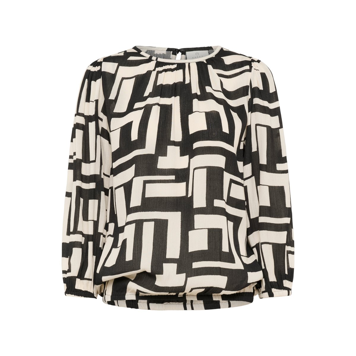 Blouse à manches longues noir/blanc graphique, KAFFE