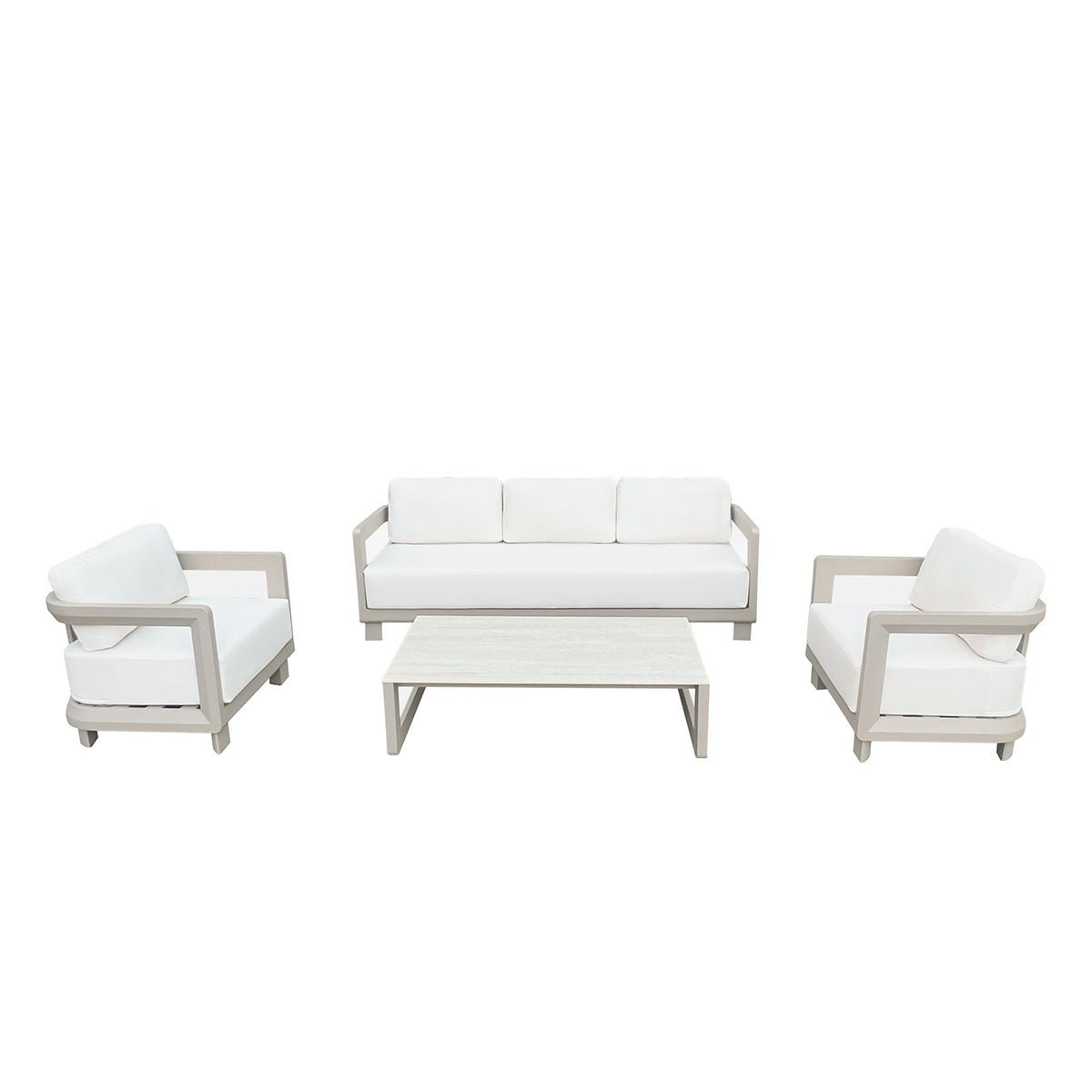 Salon de jardin bas en aluminium 5 places  CALIZA taupe, BERAH GETAH
