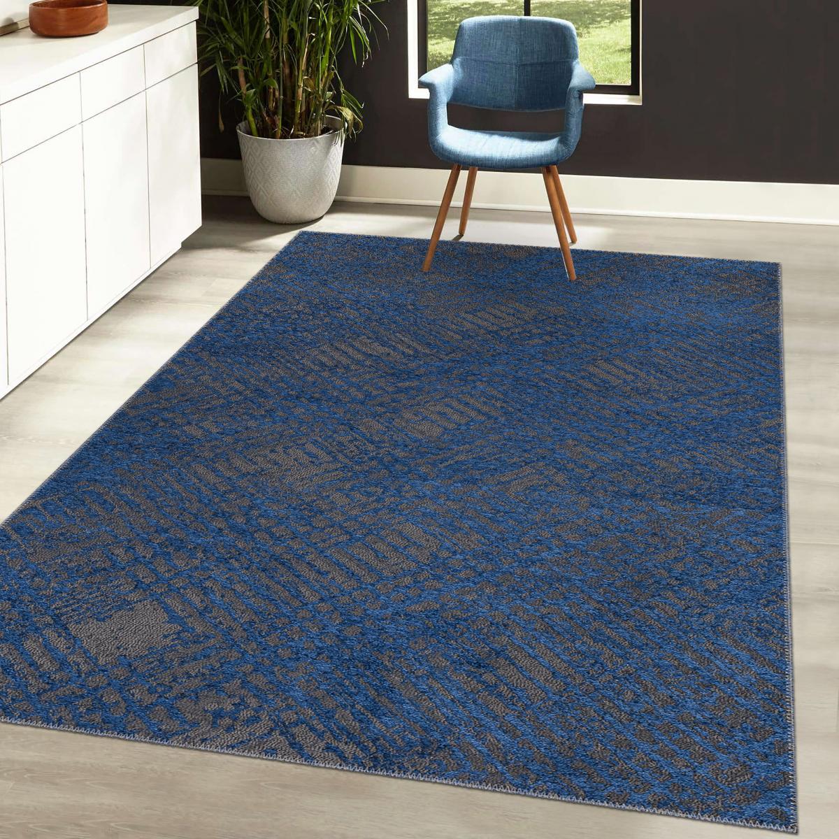 Tapis pour une chambre ou une entrée tissé motif faux uni TEREMINDE bleu, gris, UN AMOUR DE TAPIS