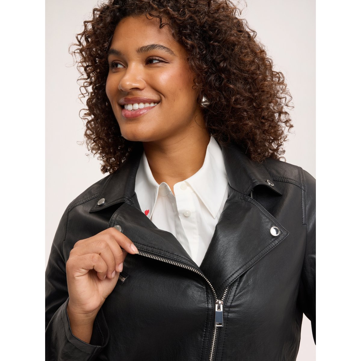 Veste de motard avec fermeture éclair asymétrique noir, FIORELLA RUBINO