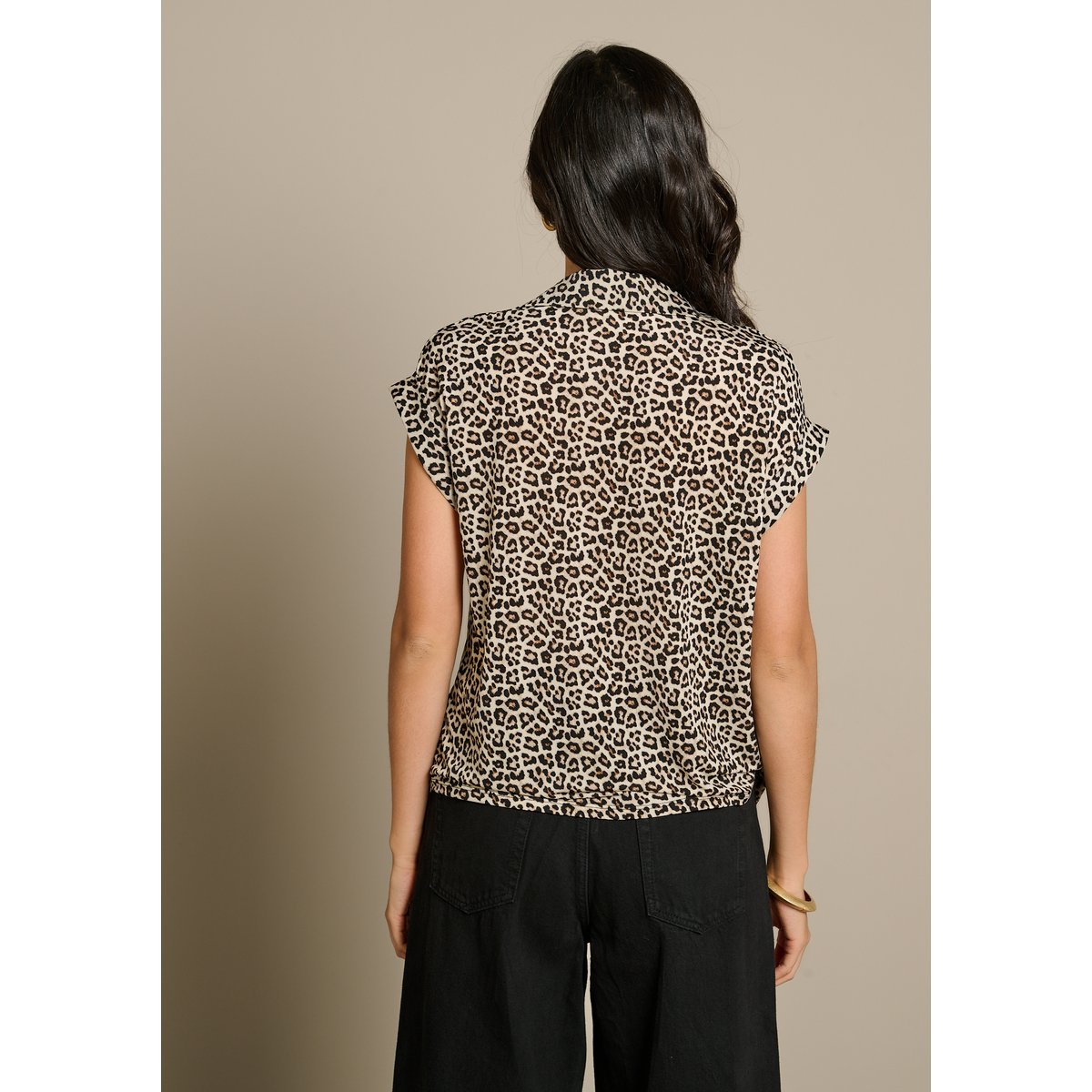 Blouse imprimé léopard noir, LOLALIZA