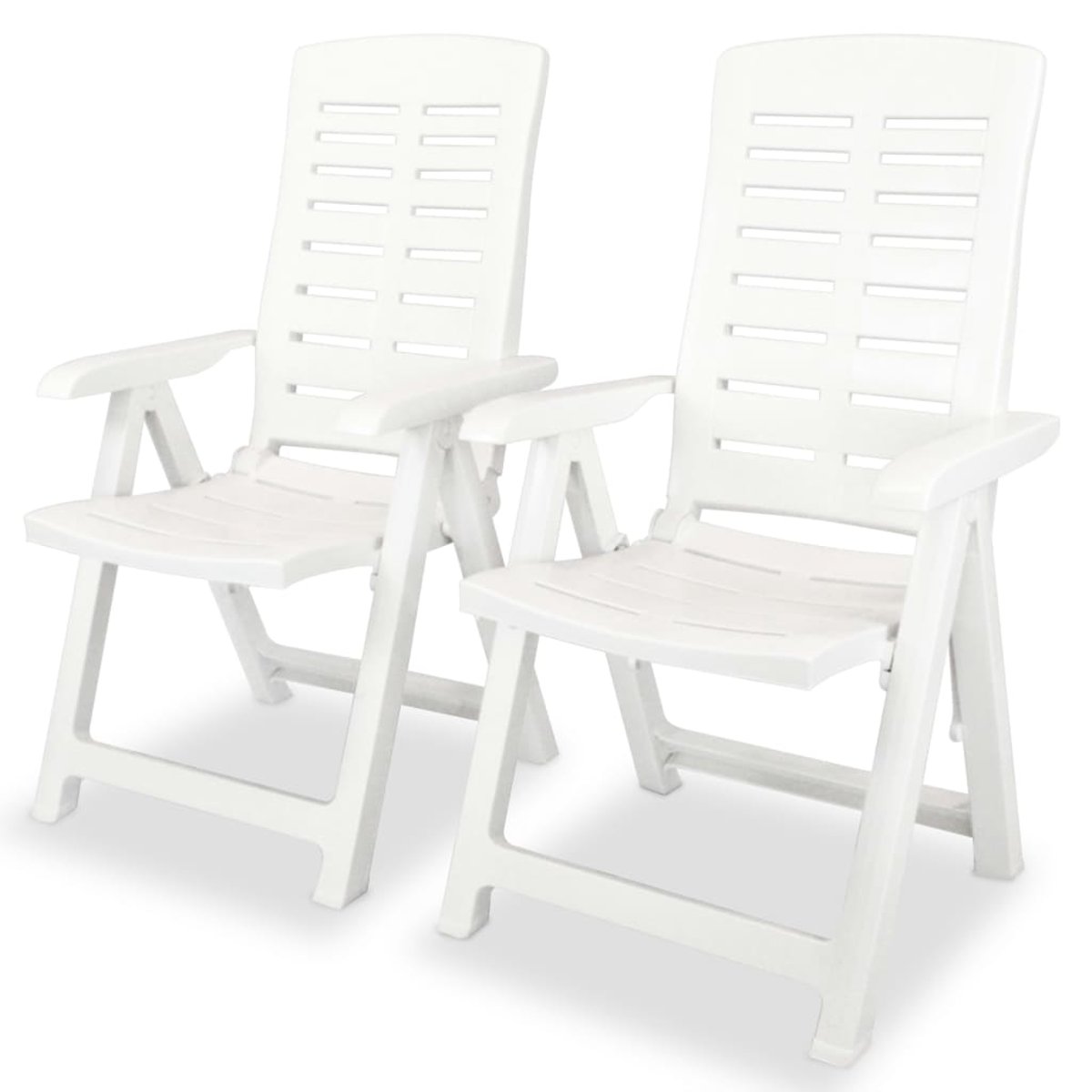 Lot de 2 chaises de jardin inclinables pliables blanc, HOME MAISON