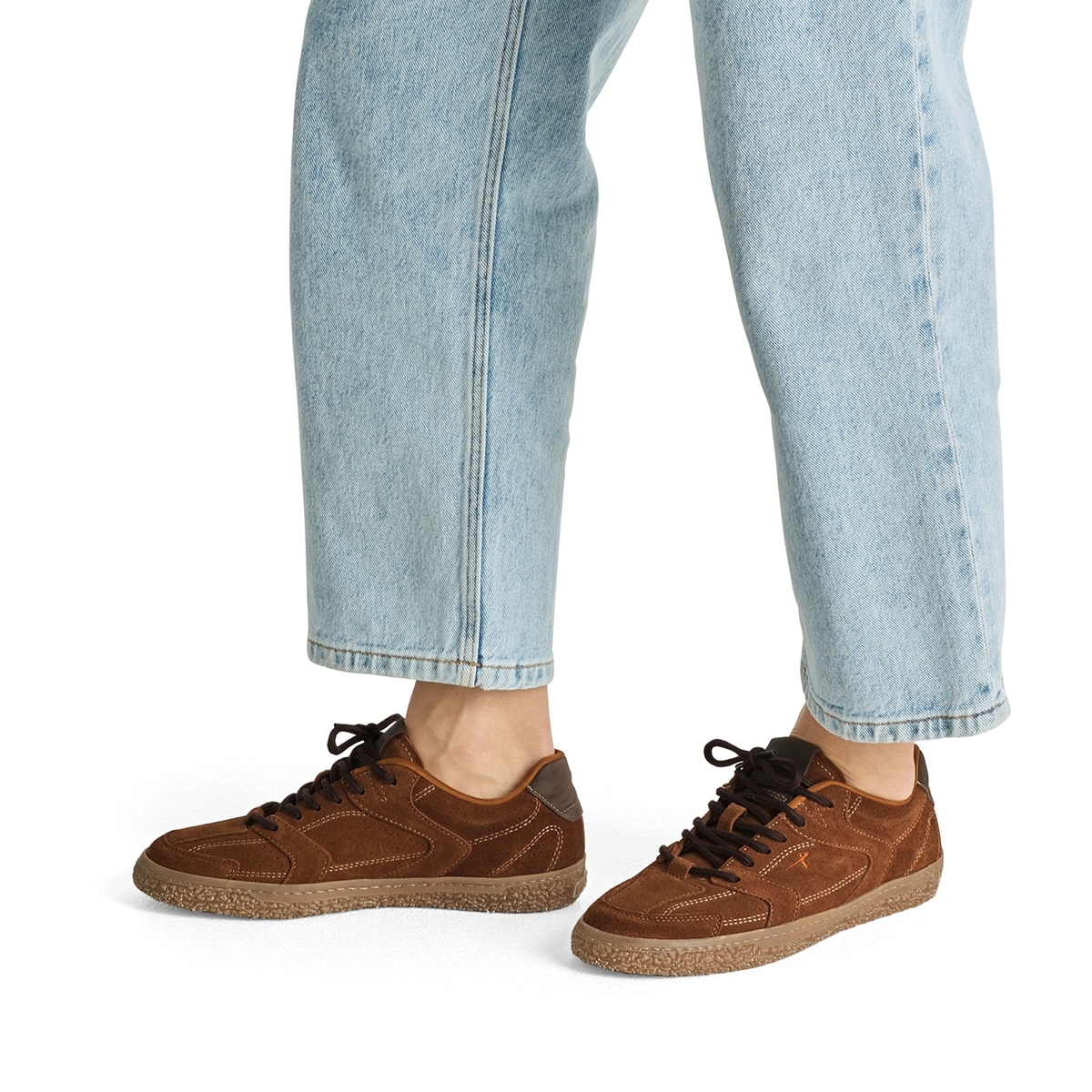 Basket en cuir marron cognac, TAMARIS