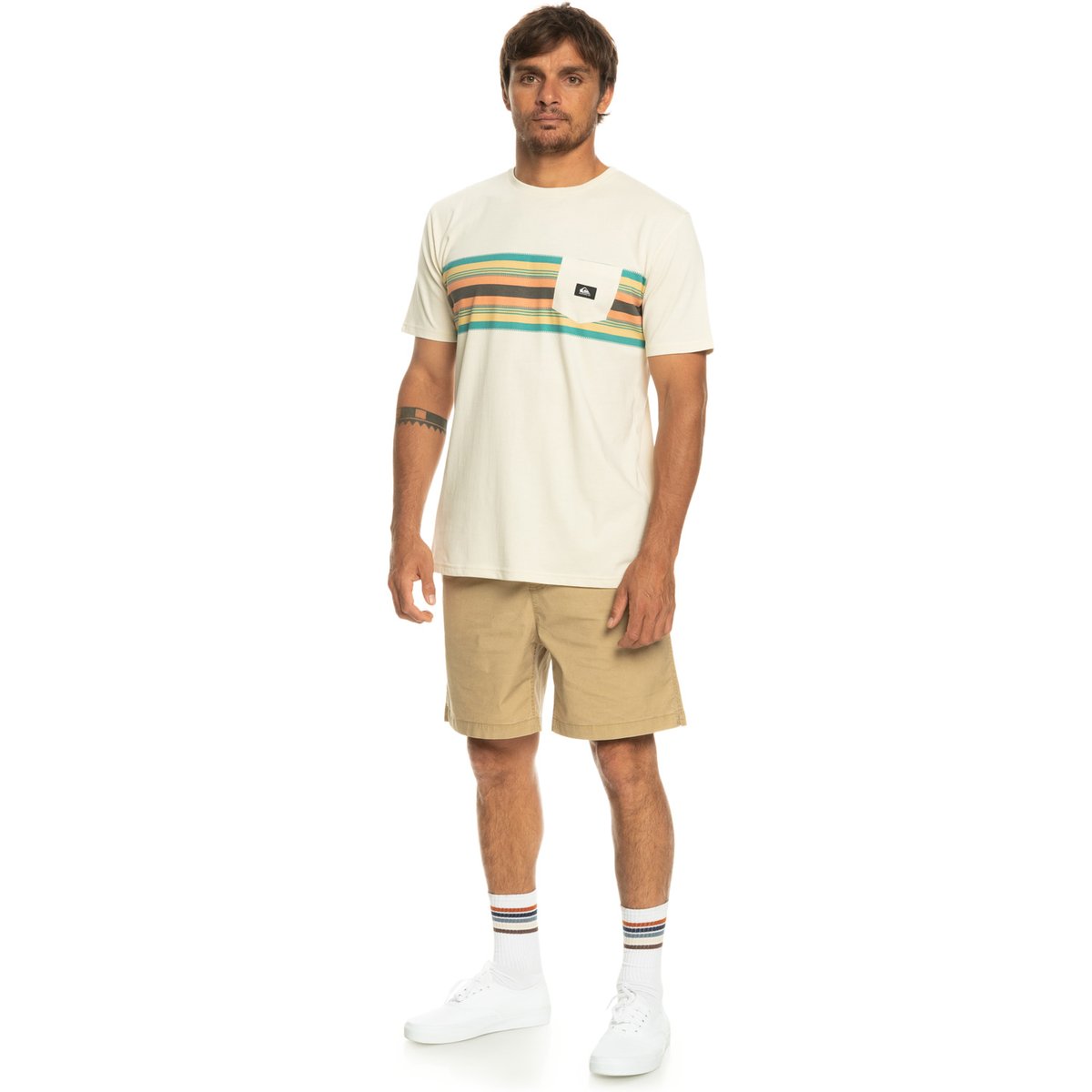 T-shirt avec poche SURFADELICA STRIPE blanc birch, QUIKSILVER