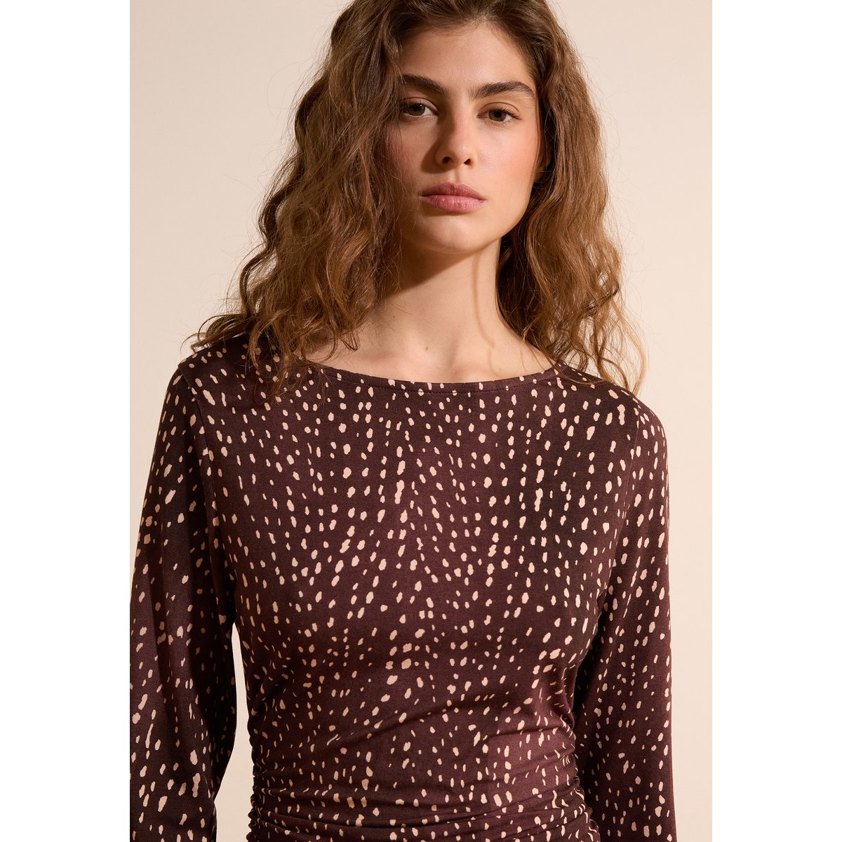 Robe courte à motifs ADISON IMP imp fd marron, ETAM