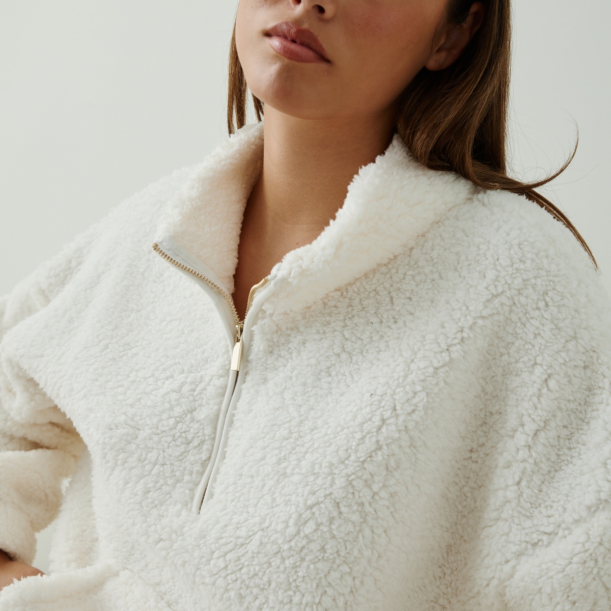 Sweat-shirt en sherpa Sacha blanc, VARIANCE