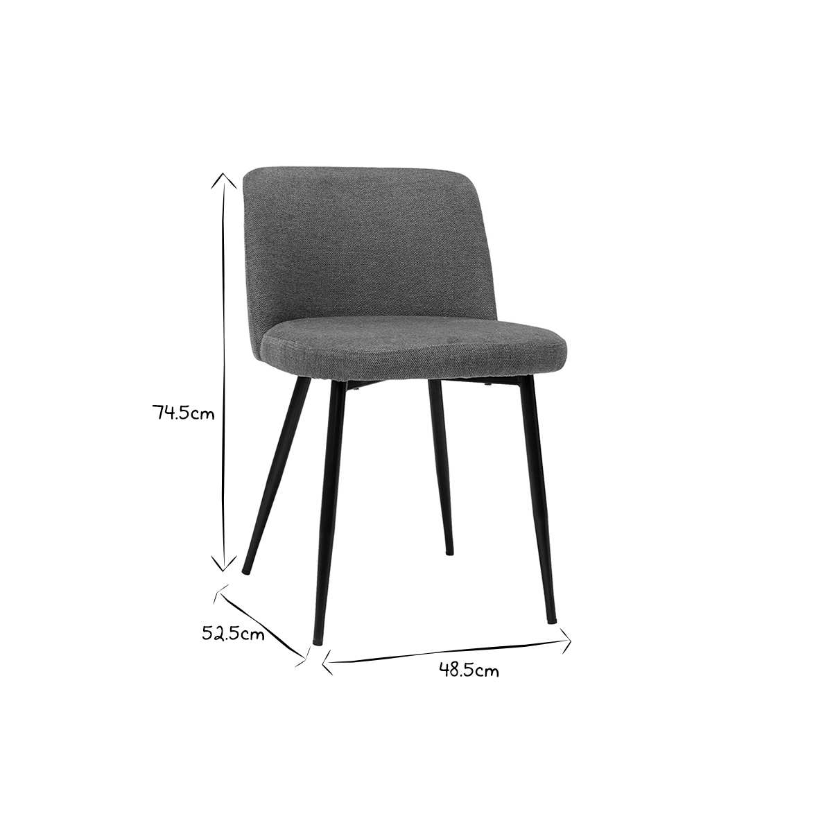 Chaises scandinaves en tissu effet velours texturé et métal noir (lot de 2) MONTI terra cotta, MILIBOO