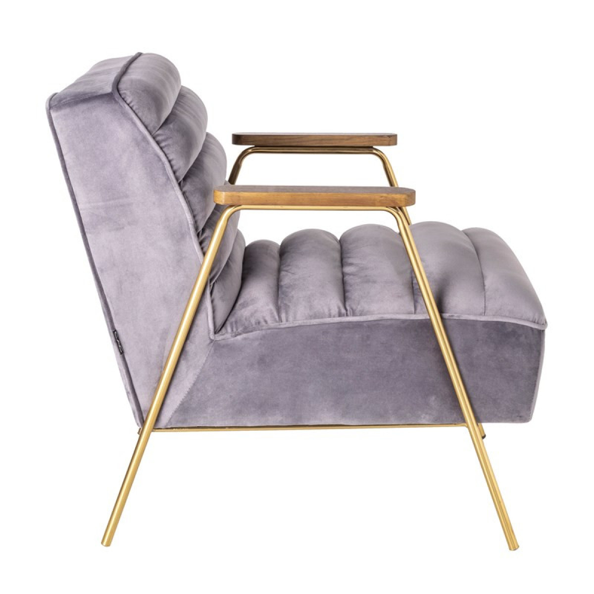 Fauteuil rétro en velours et acier - DALLAS gris, MATHI DESIGN