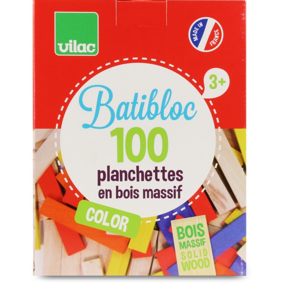 Batibloc couleur 100 planchettes rouge, VILAC