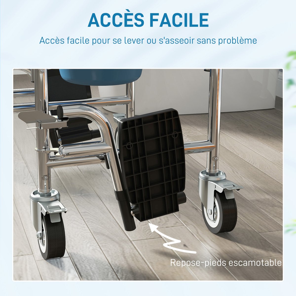Fauteuil roulant avec cuvette Aluminium Gris gris, HOMCOM