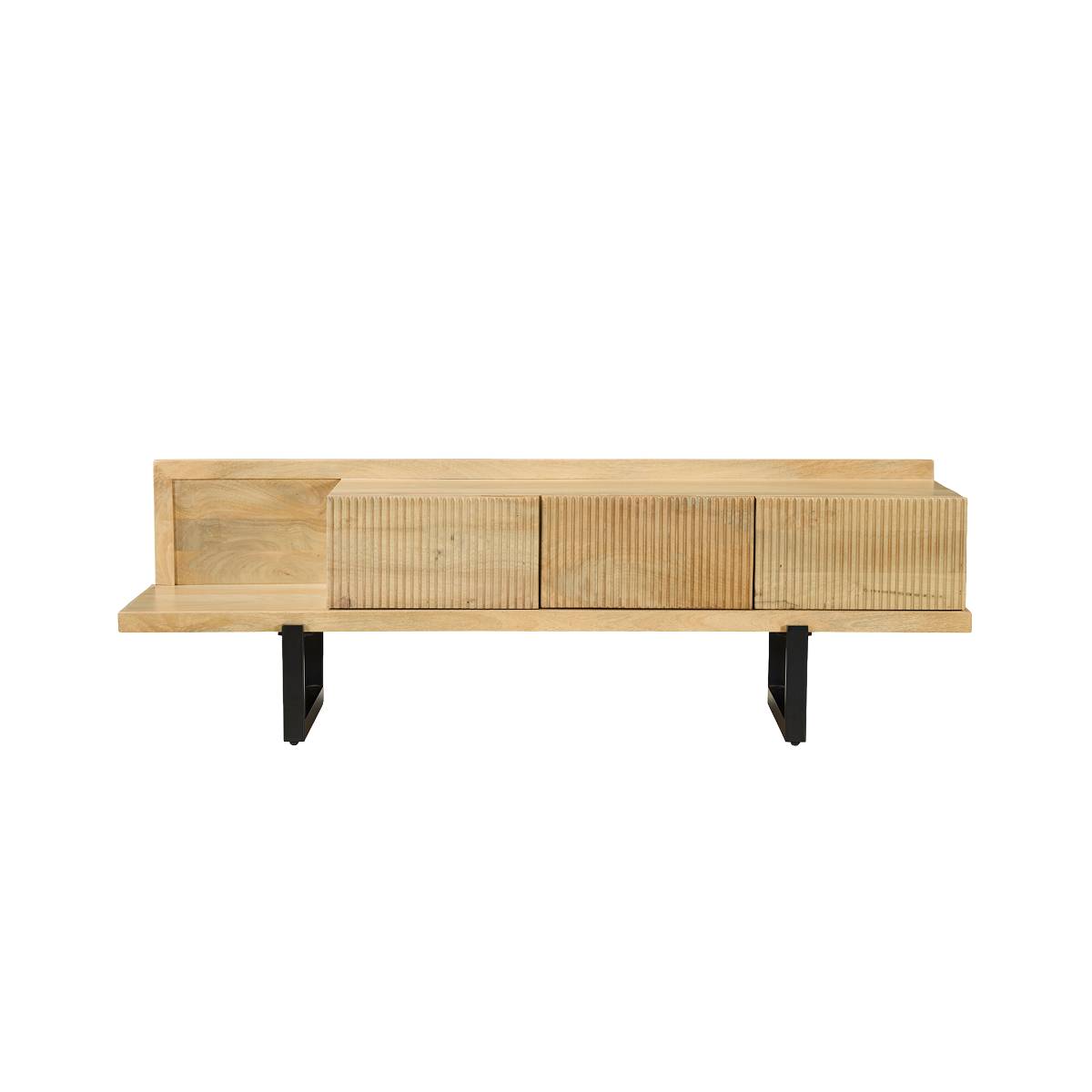 Meuble TV en bois de manguier ALEXIS bois clair, MADE IN MEUBLES