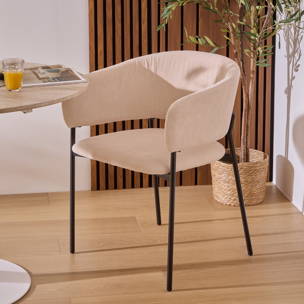 Lot de 2 fauteuils en tissu SOLEA beige, ATMOSPHERA