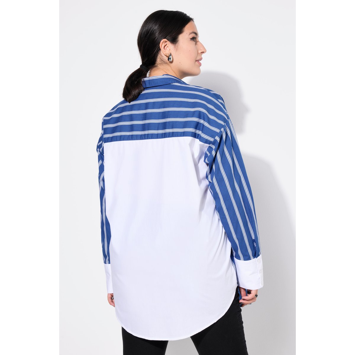 Chemise, oversized, rayures, manches longues bleu violet, STUDIO UNTOLD