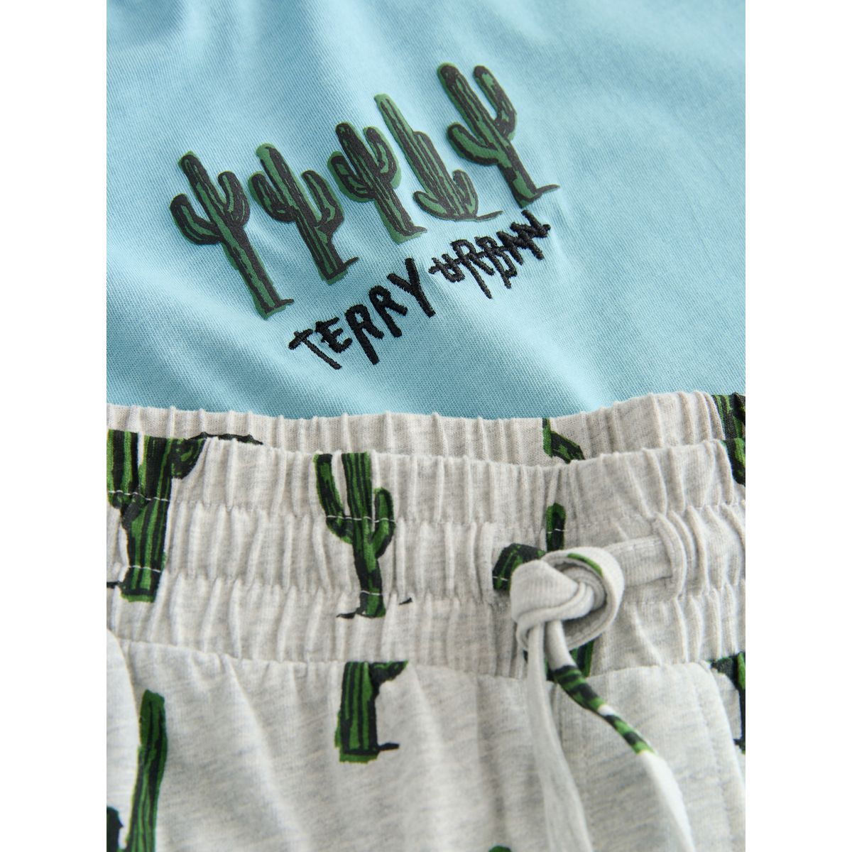 Pyjama à manches courtes en tissu terry bleu/gris, NEXT