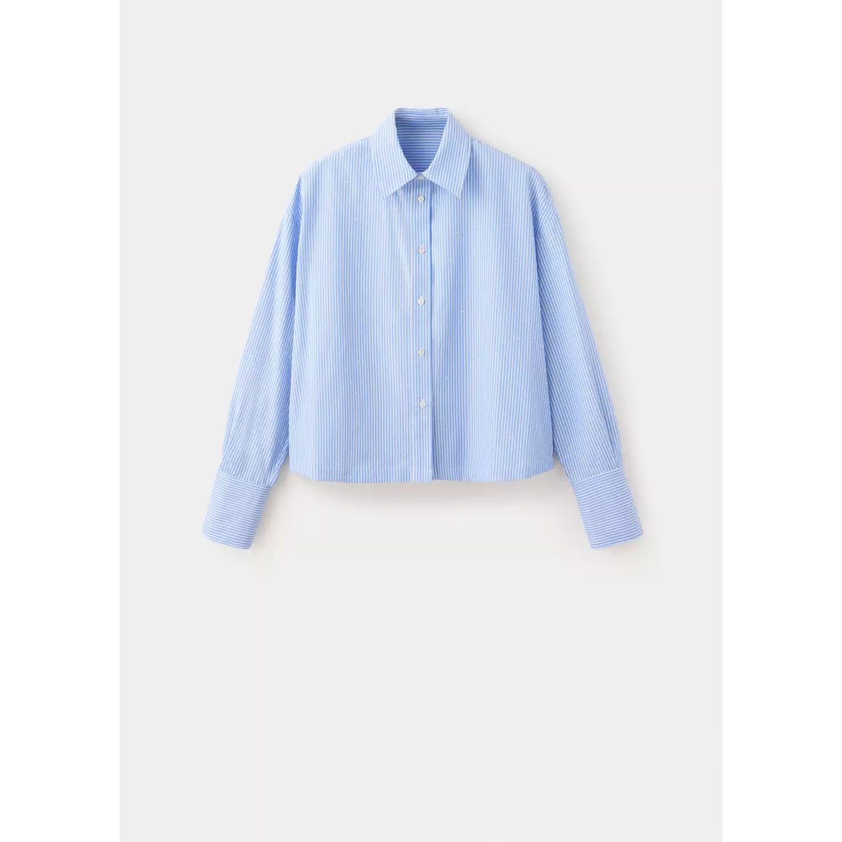 Chemise rayée avec strass bleu ciel, MANGO