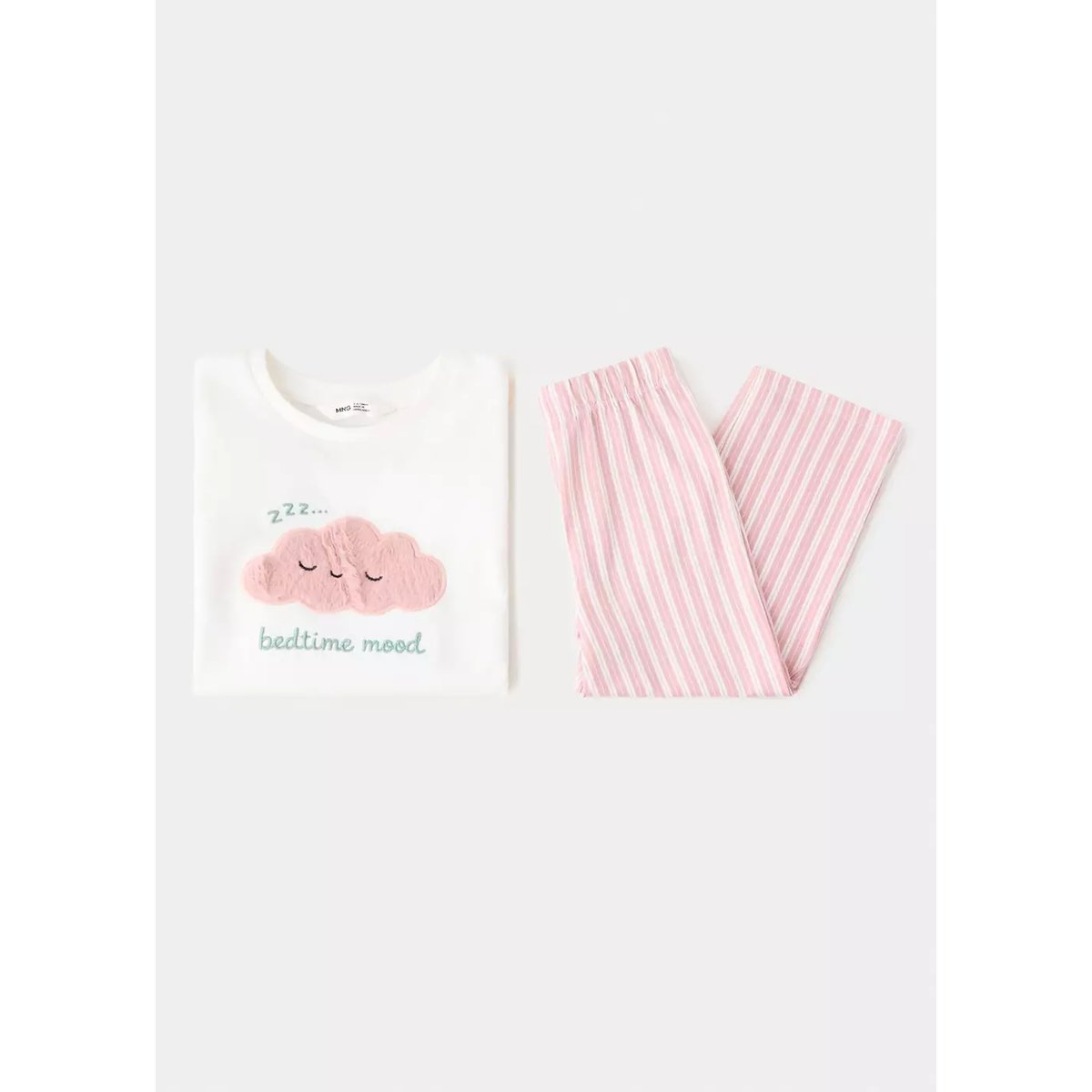 Pyjama complet en coton à motif nuages blanc cassé, MANGO BABY
