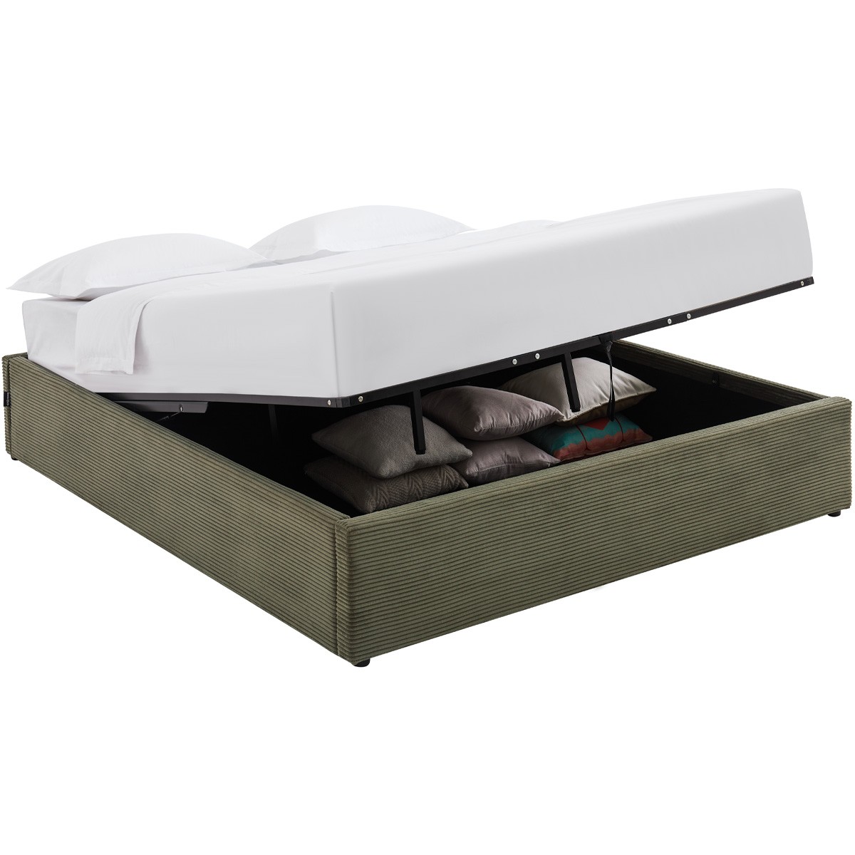 Lit coffre en velours côtelé - HANDY vert, HOMIFAB