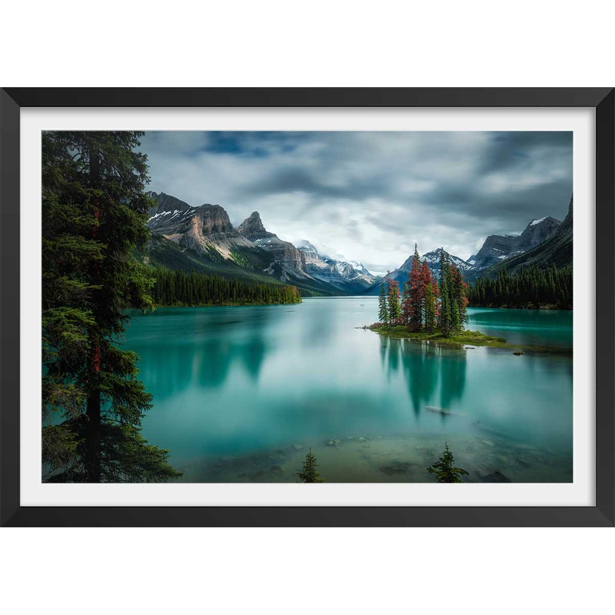 Affiche paysage du Canada, Lac de Banff affiche + cadre en bois - noir, HEXOA