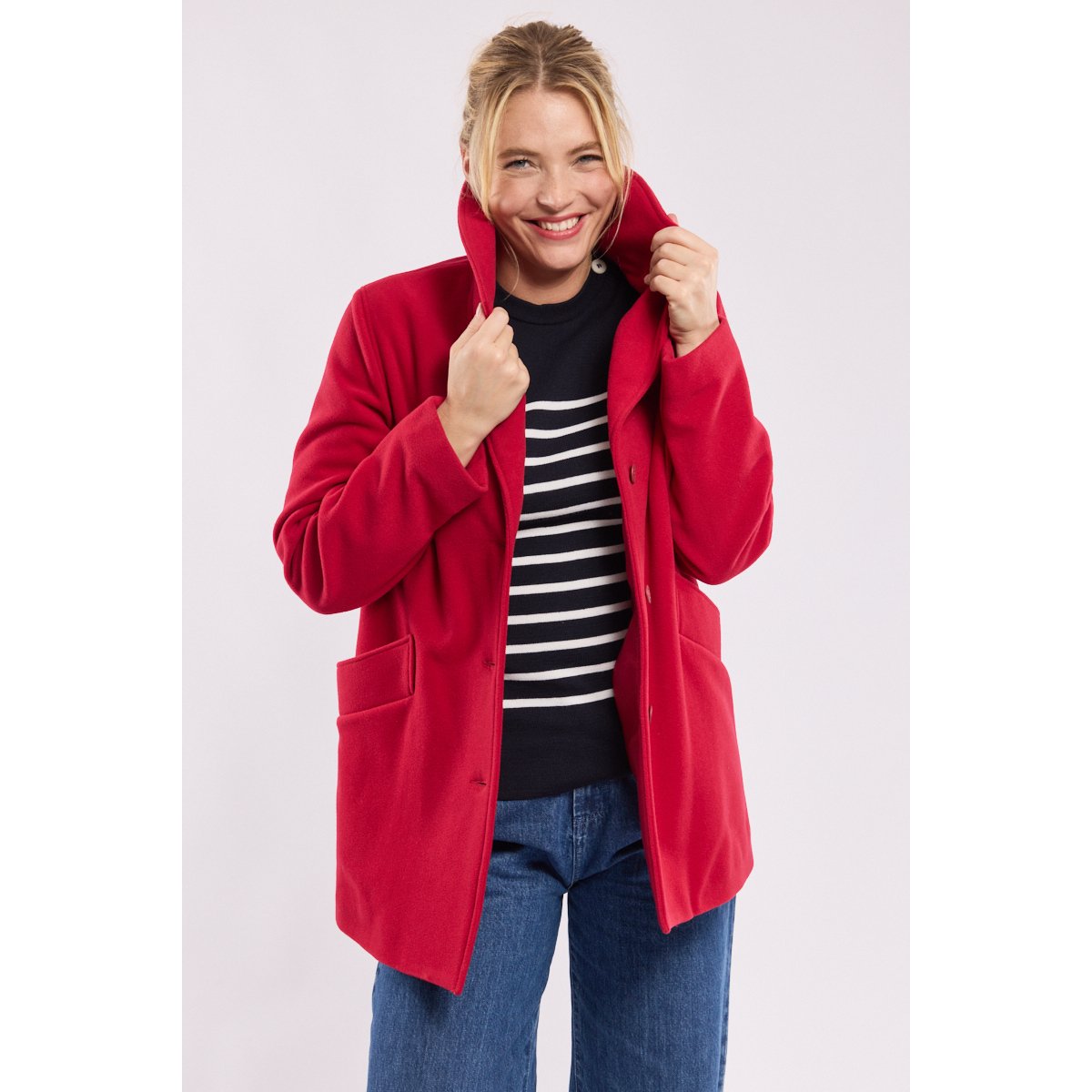 Caban boutonné en drap de laine pillard, ARMOR-LUX
